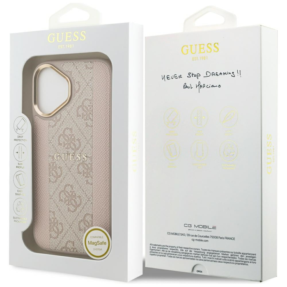 Funda MagSafe para Apple iPhone 17, Guess, 4G Stripe, Rosa