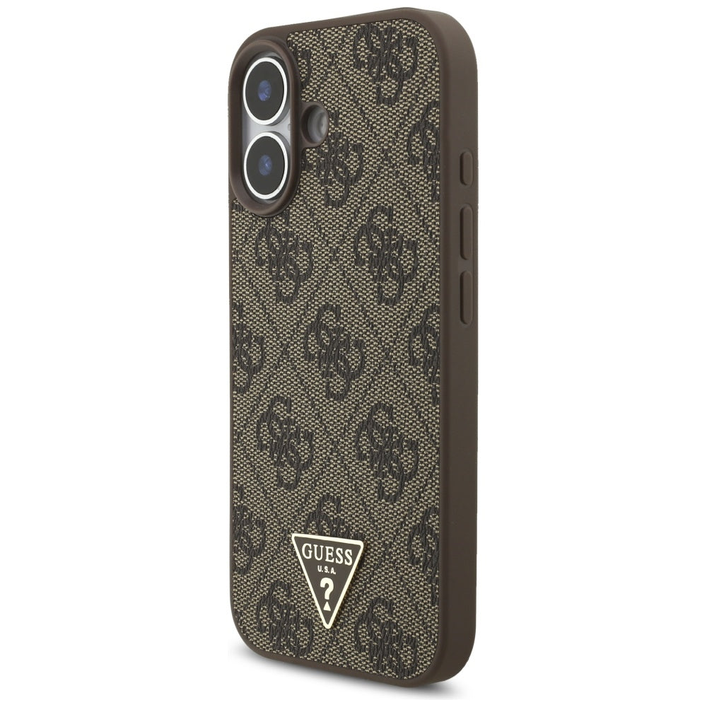 Funda MagSafe para Apple iPhone 17, Guess, 4G Triangle Logo Cord Strap, Marrón