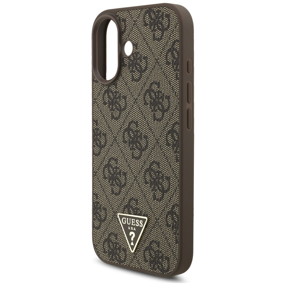 Funda MagSafe para Apple iPhone 17, Guess, 4G Triangle Logo Cord Strap, Marrón