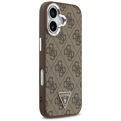 Funda MagSafe para Apple iPhone 17, Guess, Logo Triángulo 4G, Marrón Plateado.