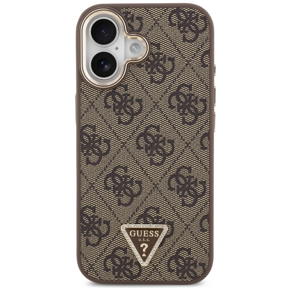 Funda MagSafe para Apple iPhone 17, Guess, Logo Triángulo 4G, Marrón Dorado