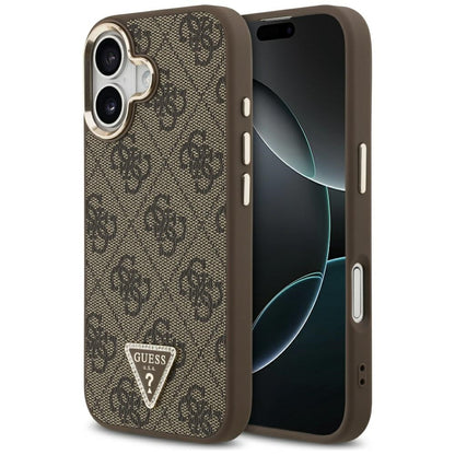 Funda MagSafe para Apple iPhone 17, Guess, Logo Triángulo 4G, Marrón Dorado