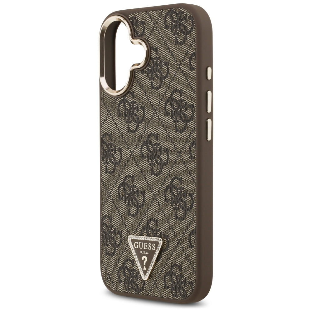 Funda MagSafe para Apple iPhone 17, Guess, Logo Triángulo 4G, Marrón Dorado