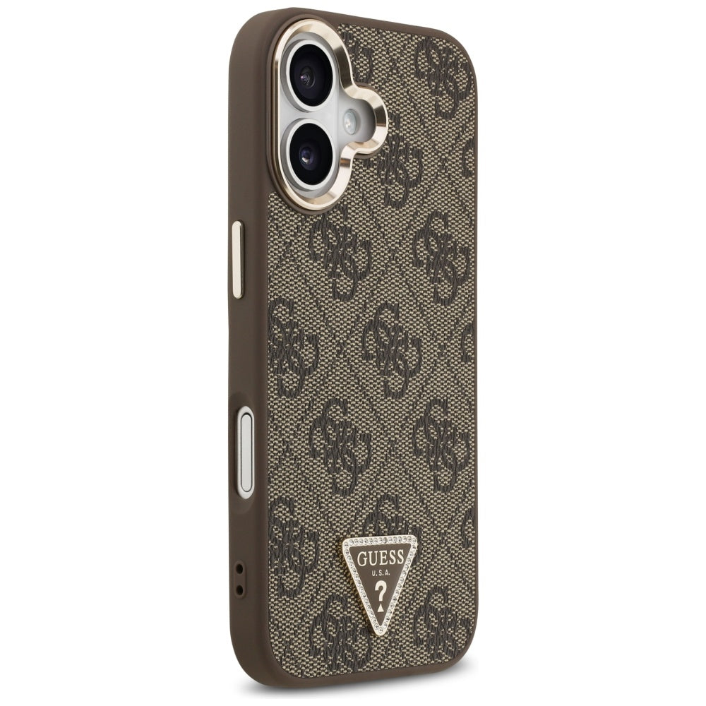 Funda MagSafe para Apple iPhone 17, Guess, Logo Triángulo 4G, Marrón Dorado