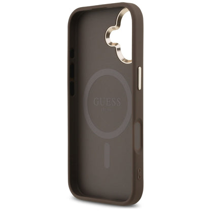 Funda MagSafe para Apple iPhone 17, Guess, Logo Triángulo 4G, Marrón Dorado