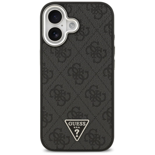 Funda MagSafe para Apple iPhone 17, Guess, Logo Triángulo 4G, Negra Plateada