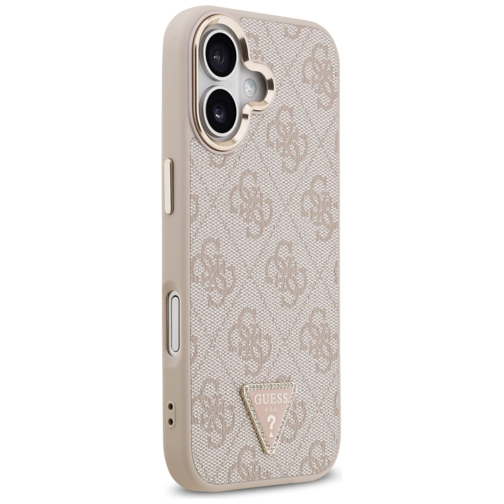 Funda MagSafe para Apple iPhone 17, Guess, Logo Triángulo 4G, Rosa Dorado