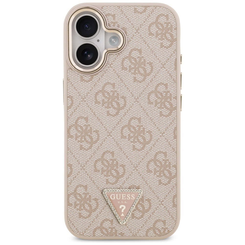 Funda MagSafe para Apple iPhone 17, Guess, Logo Triángulo 4G, Rosa Dorado