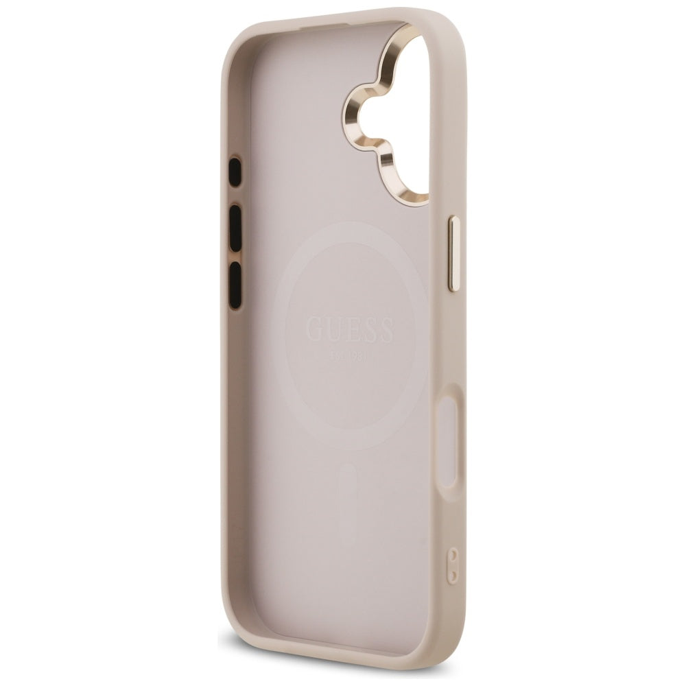 Funda MagSafe para Apple iPhone 17, Guess, Logo Triángulo 4G, Rosa Dorado