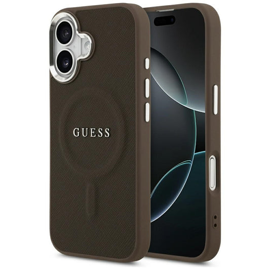 Funda MagSafe para Apple iPhone 17, Guess, Classic Logo, Marrón.