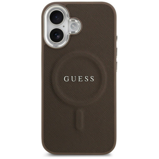 Funda MagSafe para Apple iPhone 17, Guess, Classic Logo, Marrón.