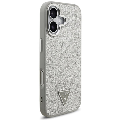 Funda MagSafe para Apple iPhone 17, Guess, Glitter Triangle Logo, Plateada