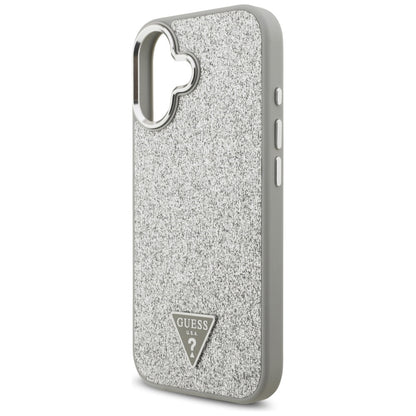 Funda MagSafe para Apple iPhone 17, Guess, Glitter Triangle Logo, Plateada