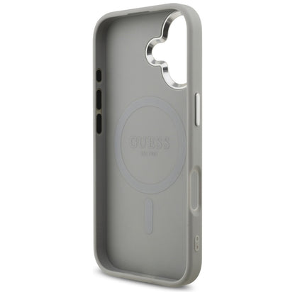 Funda MagSafe para Apple iPhone 17, Guess, Glitter Triangle Logo, Plateada
