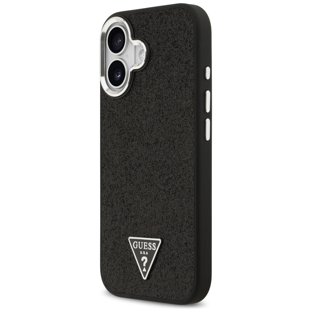 Funda MagSafe para Apple iPhone 17, Guess, Glitter Triangle Logo, Negra
