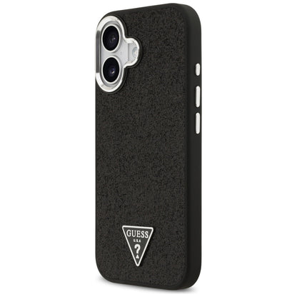 Funda MagSafe para Apple iPhone 17, Guess, Glitter Triangle Logo, Negra