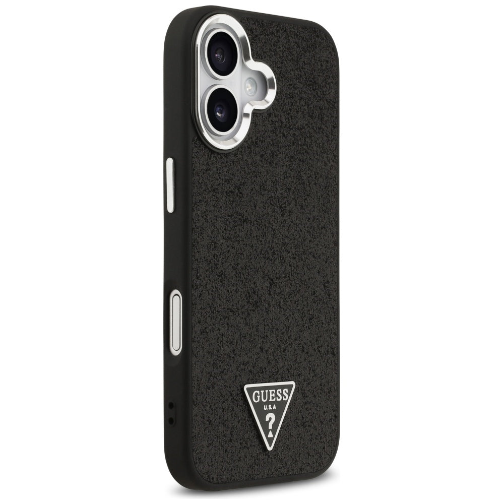 Funda MagSafe para Apple iPhone 17, Guess, Glitter Triangle Logo, Negra