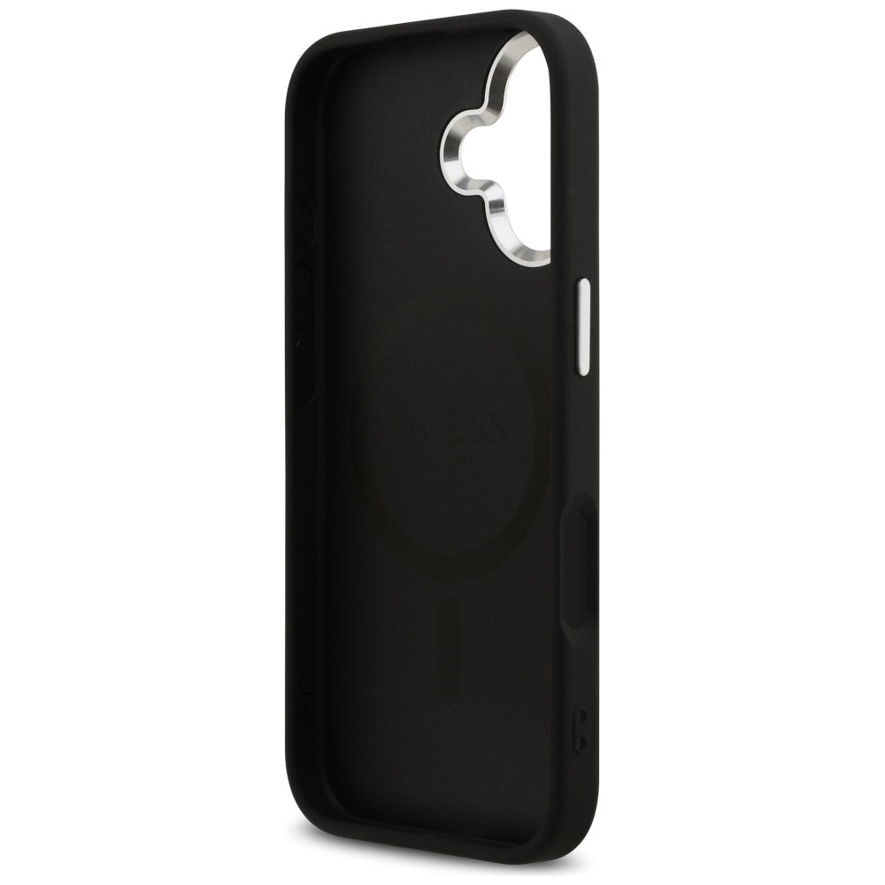 Funda MagSafe para Apple iPhone 17, Guess, Glitter Triangle Logo, Negra