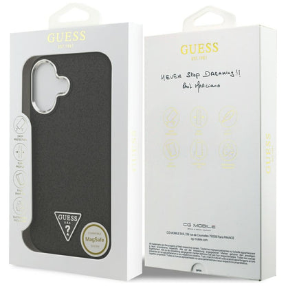 Funda MagSafe para Apple iPhone 17, Guess, Glitter Triangle Logo, Negra