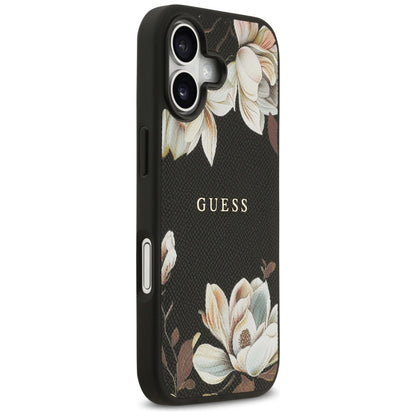 Funda MagSafe para Apple iPhone 17, Guess, Grained Flowers, Negra