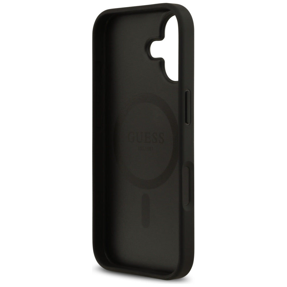 Funda MagSafe para Apple iPhone 17, Guess, Grained Flowers, Negra