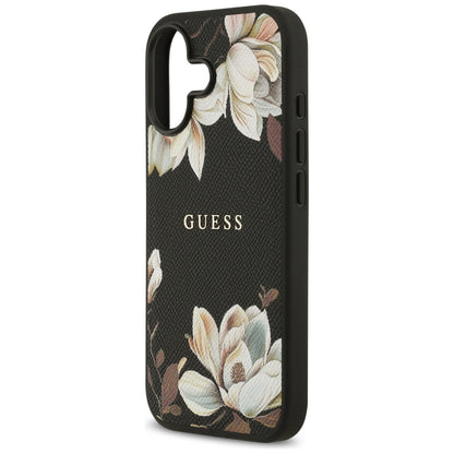Funda MagSafe para Apple iPhone 17, Guess, Grained Flowers, Negra