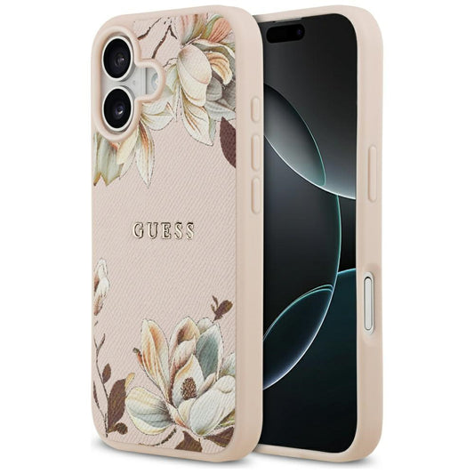 Funda MagSafe para Apple iPhone 17, Guess, Grained Flowers, Rosa