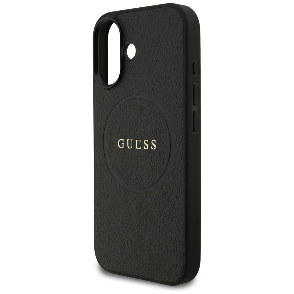 Funda MagSafe para Apple iPhone 17, Guess, Grained Gold Ring, Negra