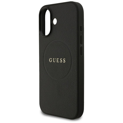 Funda MagSafe para Apple iPhone 17, Guess, Grained Gold Ring, Negra