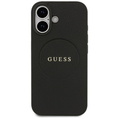 Funda MagSafe para Apple iPhone 17, Guess, Grained Gold Ring, Negra