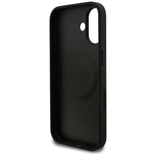 Funda MagSafe para Apple iPhone 17, Guess, Grained Gold Ring, Negra