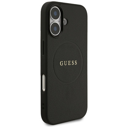 Funda MagSafe para Apple iPhone 17, Guess, Grained Gold Ring, Negra