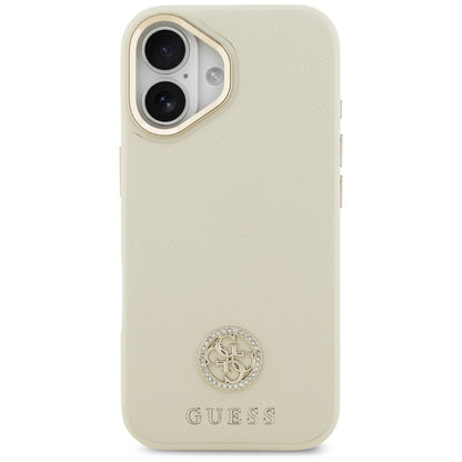 Funda MagSafe para Apple iPhone 17, Guess, Grained Strass Logo, Beige