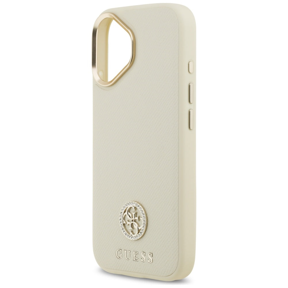 Funda MagSafe para Apple iPhone 17, Guess, Grained Strass Logo, Beige