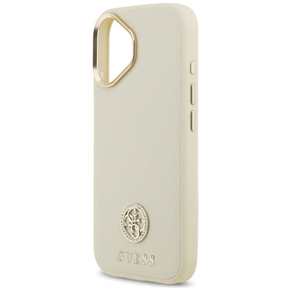 Funda MagSafe para Apple iPhone 17, Guess, Grained Strass Logo, Beige