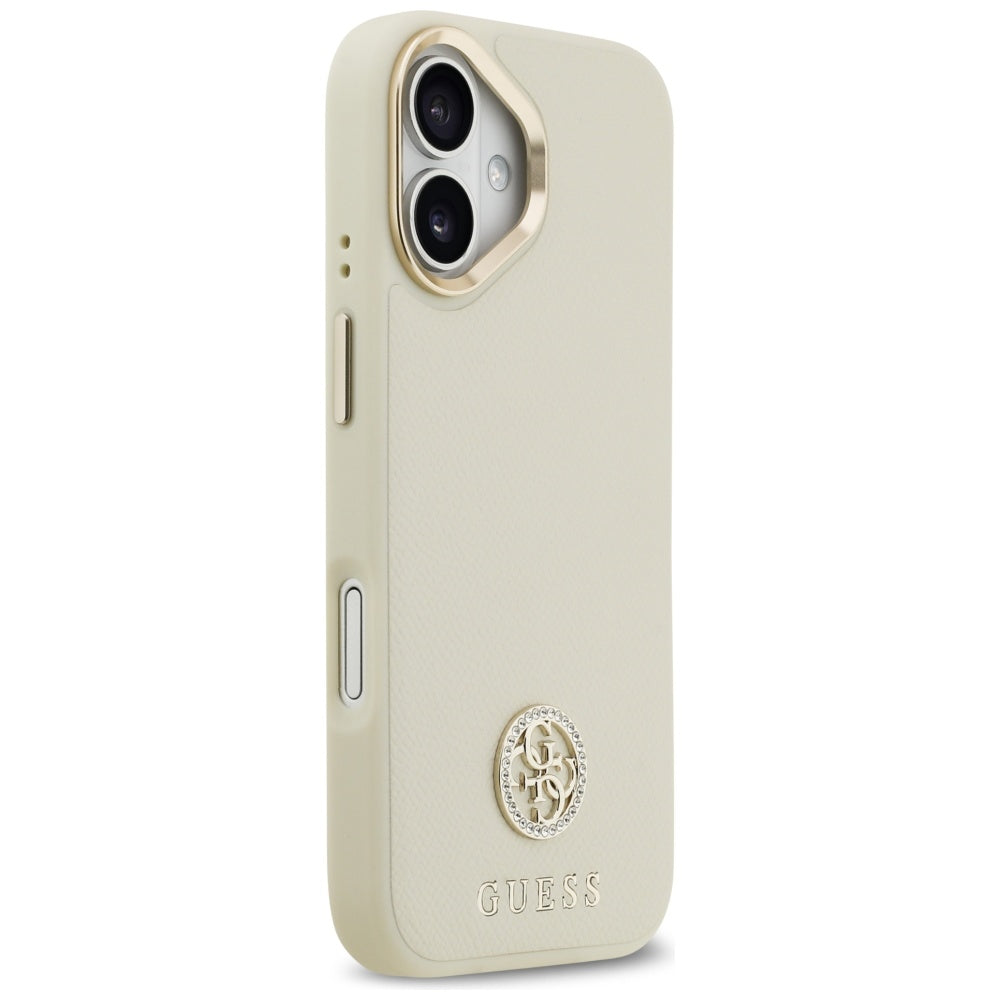 Funda MagSafe para Apple iPhone 17, Guess, Grained Strass Logo, Beige