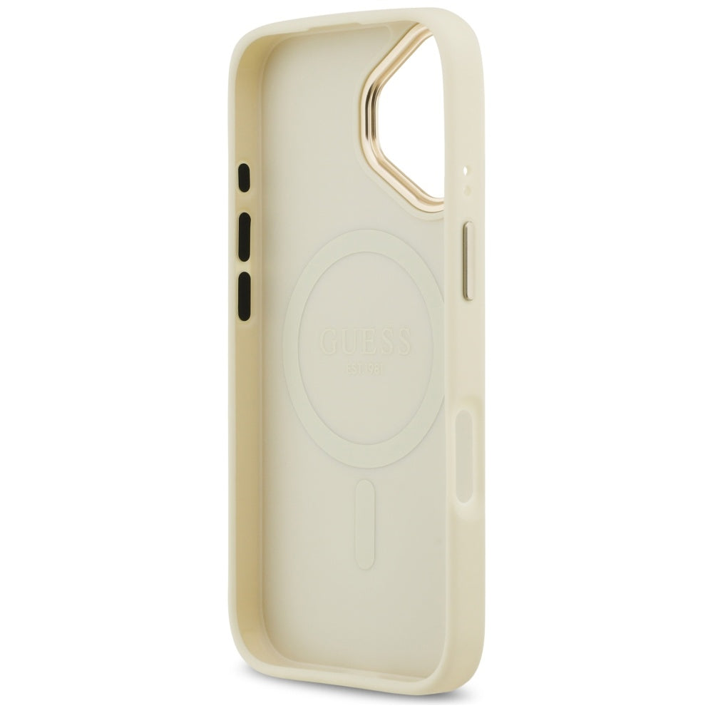 Funda MagSafe para Apple iPhone 17, Guess, Grained Strass Logo, Beige