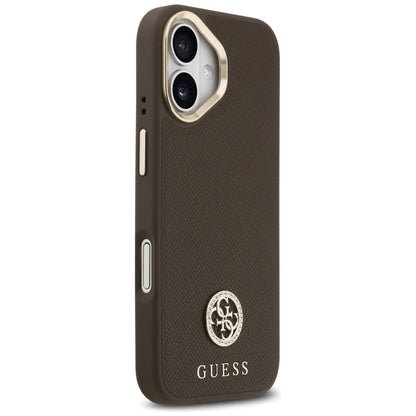 Funda MagSafe para Apple iPhone 17, Guess, Grained Strass Logo, Marrón