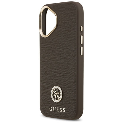 Funda MagSafe para Apple iPhone 17, Guess, Grained Strass Logo, Marrón