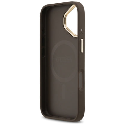 Funda MagSafe para Apple iPhone 17, Guess, Grained Strass Logo, Marrón