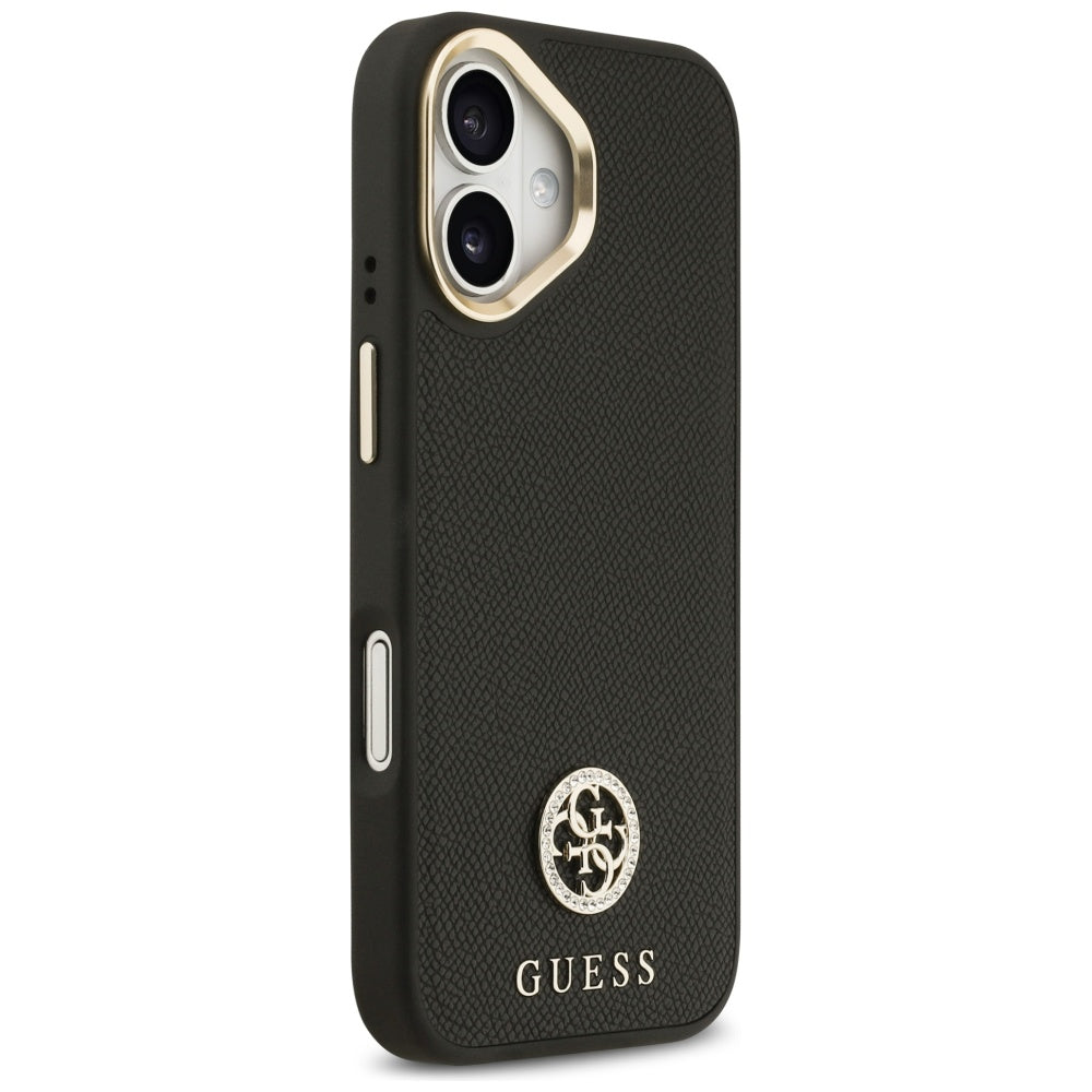 Funda MagSafe para Apple iPhone 17, Guess, Grained Strass Logo, Negra