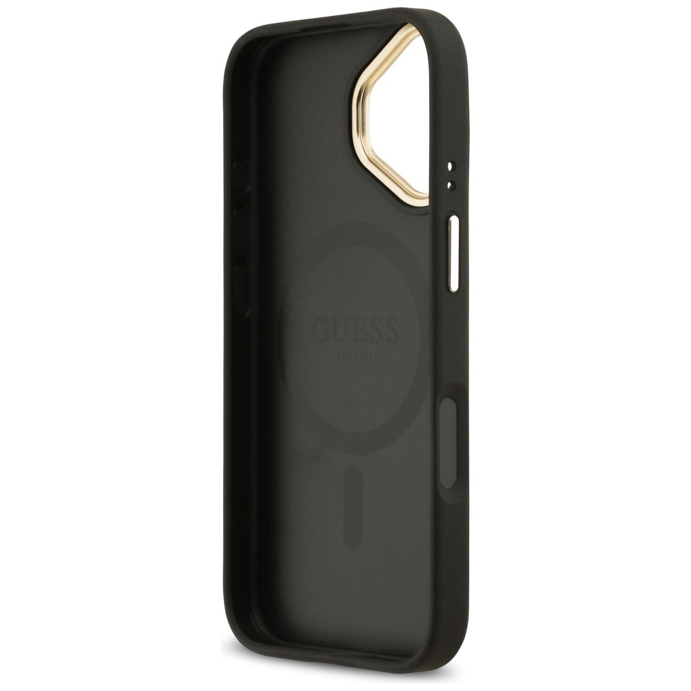 Funda MagSafe para Apple iPhone 17, Guess, Grained Strass Logo, Negra