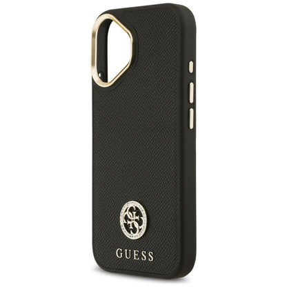 Funda MagSafe para Apple iPhone 17, Guess, Grained Strass Logo, Negra