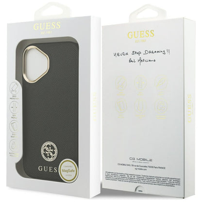Funda MagSafe para Apple iPhone 17, Guess, Grained Strass Logo, Negra