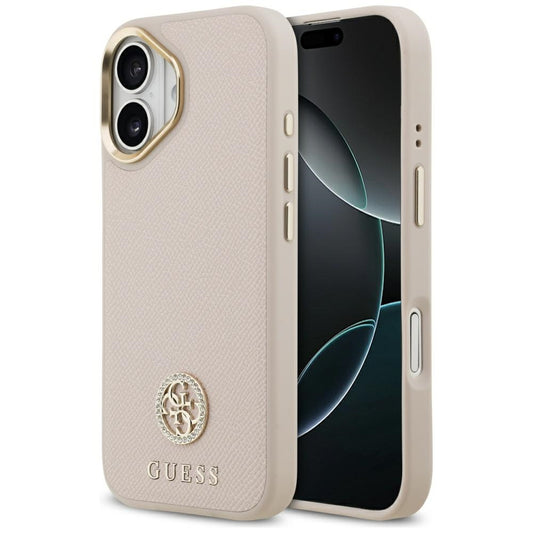 Funda MagSafe para Apple iPhone 17, Guess, Grained Strass Logo, Rosa