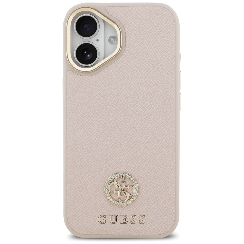 Funda MagSafe para Apple iPhone 17, Guess, Grained Strass Logo, Rosa