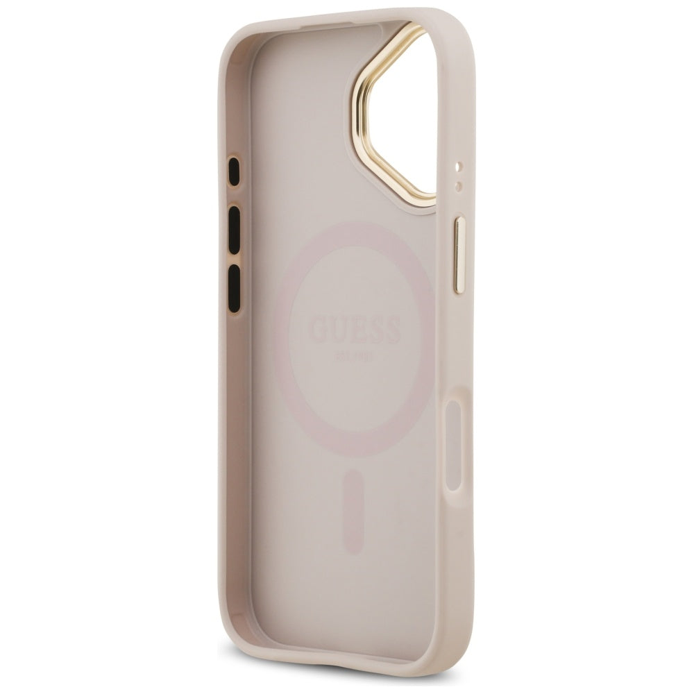 Funda MagSafe para Apple iPhone 17, Guess, Grained Strass Logo, Rosa