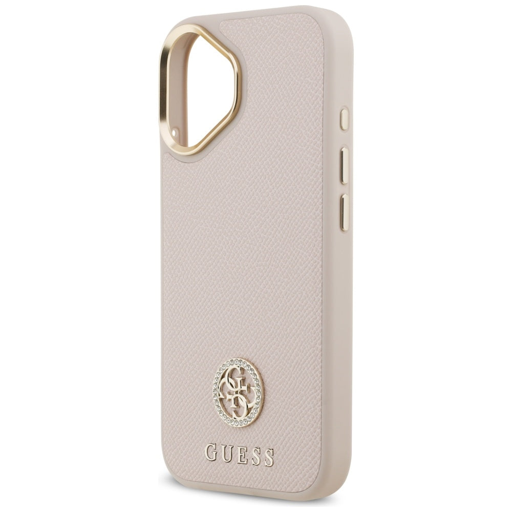 Funda MagSafe para Apple iPhone 17, Guess, Grained Strass Logo, Rosa