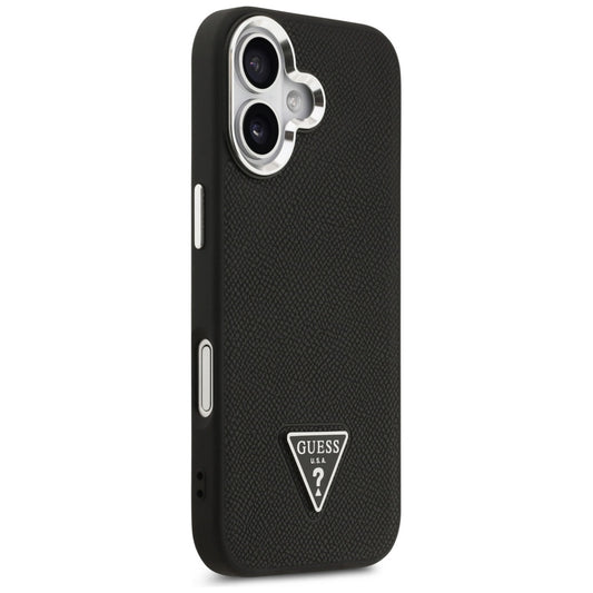 Funda MagSafe para Apple iPhone 17, Guess, Logo Triángulo Granulado, Negra