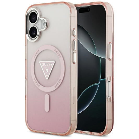 Funda MagSafe para Apple iPhone 17, Guess, IML Gradient Triangle Logo, Rosa